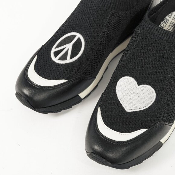 Love Moschino Black Love & Peace Slip-On Knit Sneakers - Picture 7 of 12